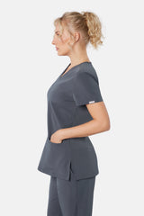 Ari & Arlo Women's Pewter Grey Scrub Set
