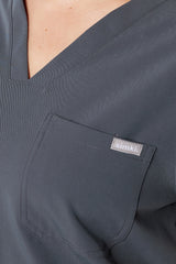 Nova One-Pocket Pewter Grey Scrub Top