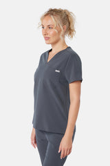 Nova One-Pocket Pewter Grey Scrub Top