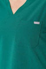 Nova One-Pocket Hunter Green Scrub Top