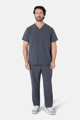 Oscar Two-Pocket Pewter Grey Scrub Top