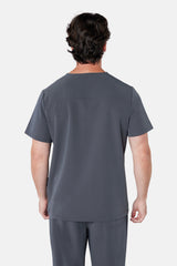Oscar Two-Pocket Pewter Grey Scrub Top