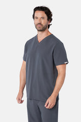 Oscar Two-Pocket Pewter Grey Scrub Top
