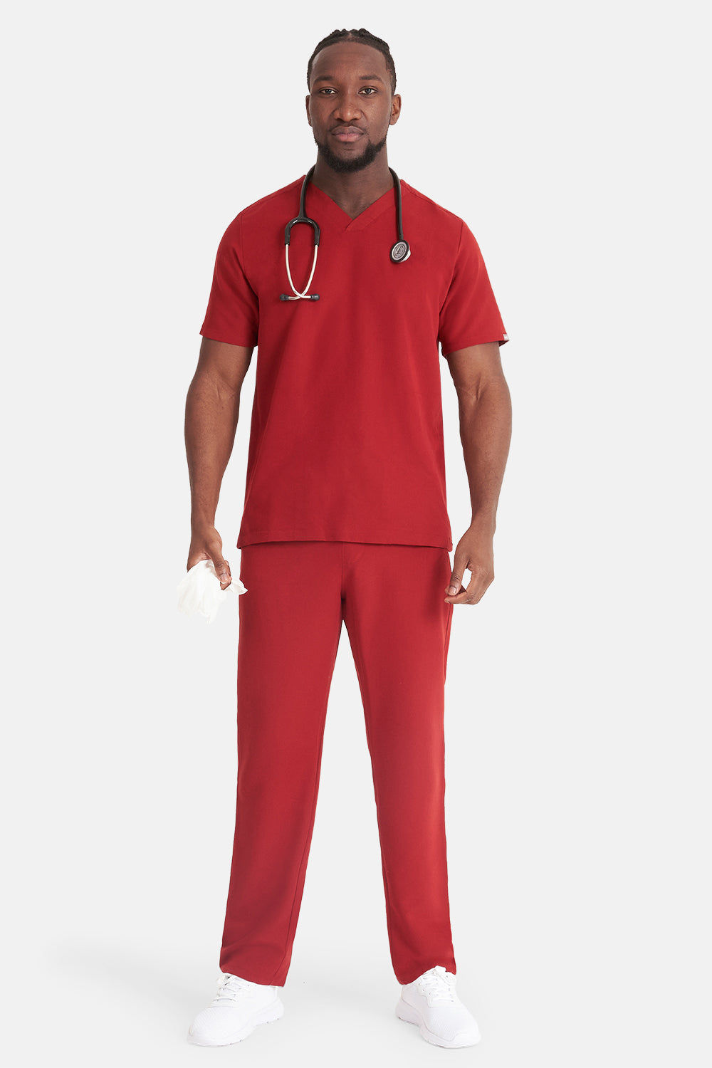 Oscar Two-Pocket Burgundy Scrub Top