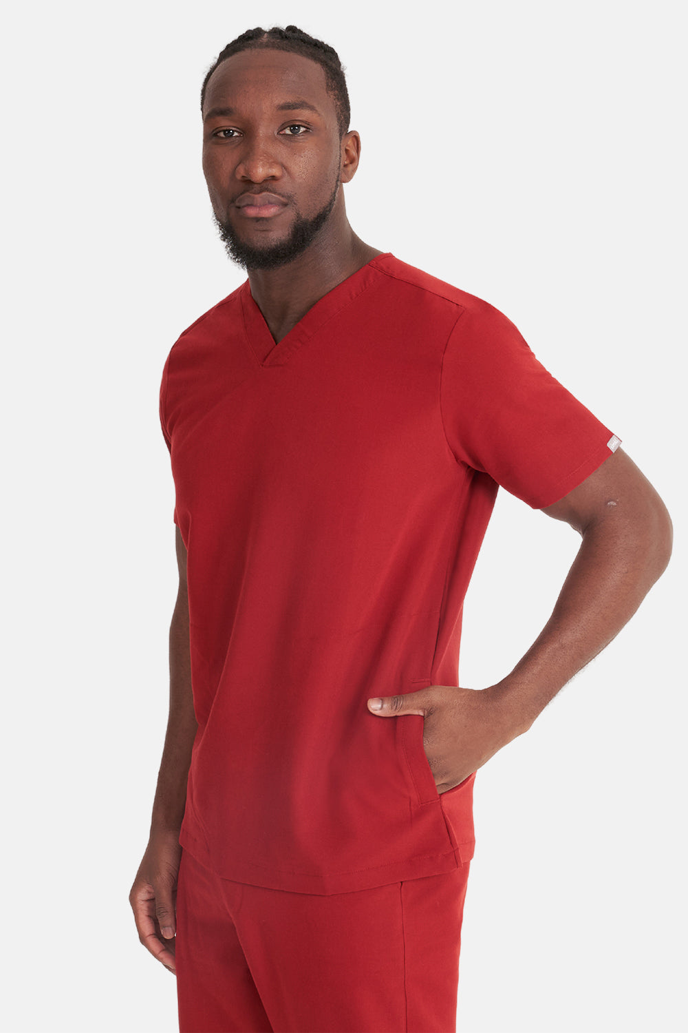 Oscar Two-Pocket Burgundy Scrub Top