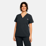 Nova One-Pocket Soft Black Scrub Top