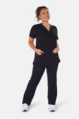 Ari Two-Pocket Black Scrub Top