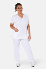 Ari Two-Pocket White Scrub Top