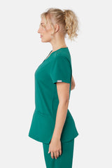 Ari Two-Pocket Hunter Green Scrub Top