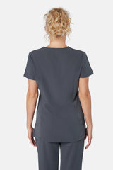 Ari Two-Pocket Pewter Grey Scrub Top