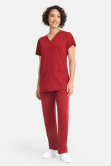 Ari Two-Pocket Burgundy Scrub Top