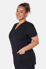 Ari Two-Pocket Black Scrub Top