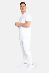 Miles Crew Neck White Scrub Top