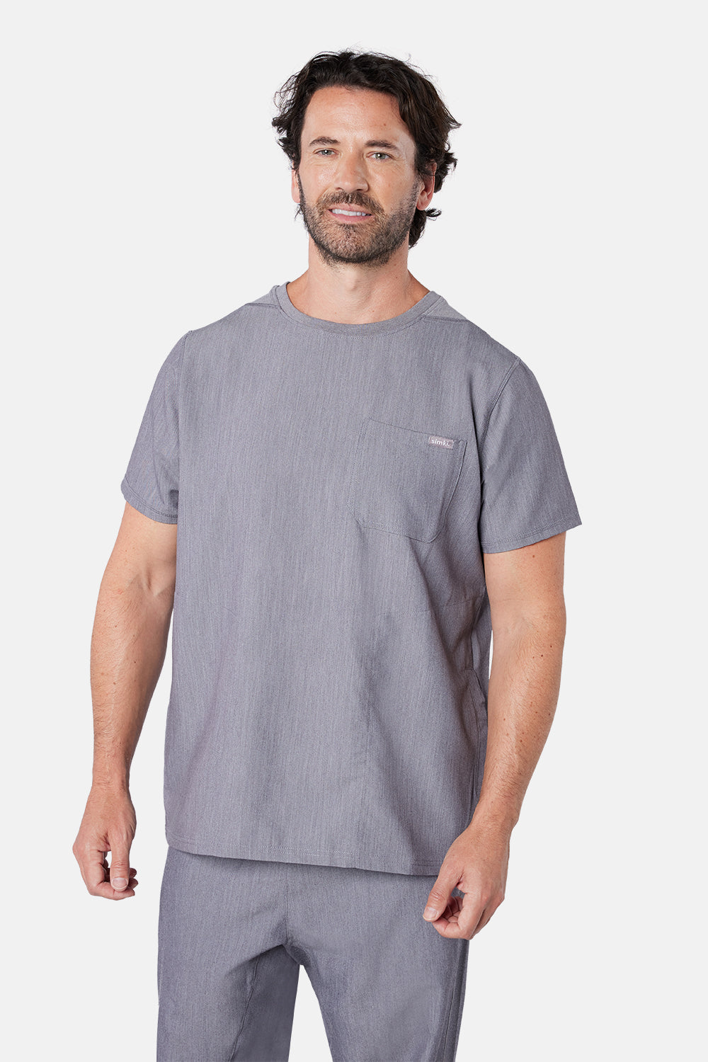 Miles Crew Neck Charcoal Grey Scrub Top