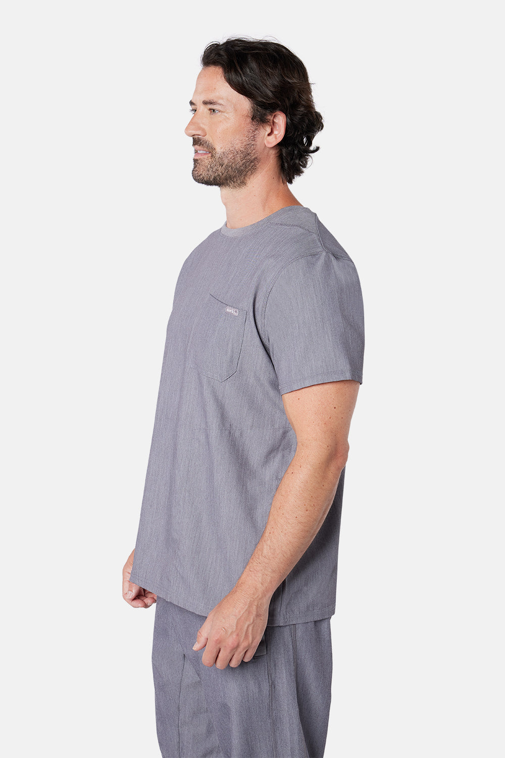 Miles Crew Neck Charcoal Grey Scrub Top