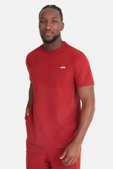 Miles Crew Neck Burgundy Scrub Top