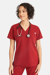 Nova One-Pocket Burgundy Scrub Top
