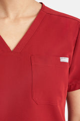Nova One-Pocket Burgundy Scrub Top