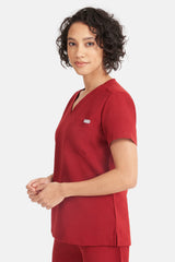 Nova One-Pocket Burgundy Scrub Top