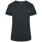 Nova One-Pocket Soft Black Scrub Top